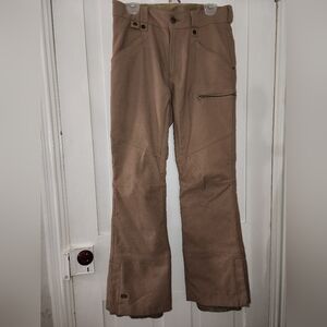 Brown Winter Snow Pants with Zipper Pockets
